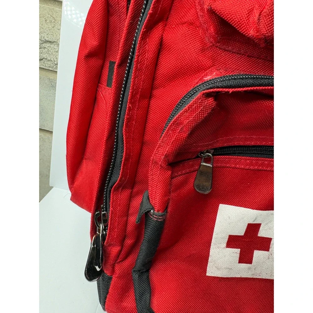 American Red Cross Rolling Backpack Red Canvas Emergency Utility Bag Wheels